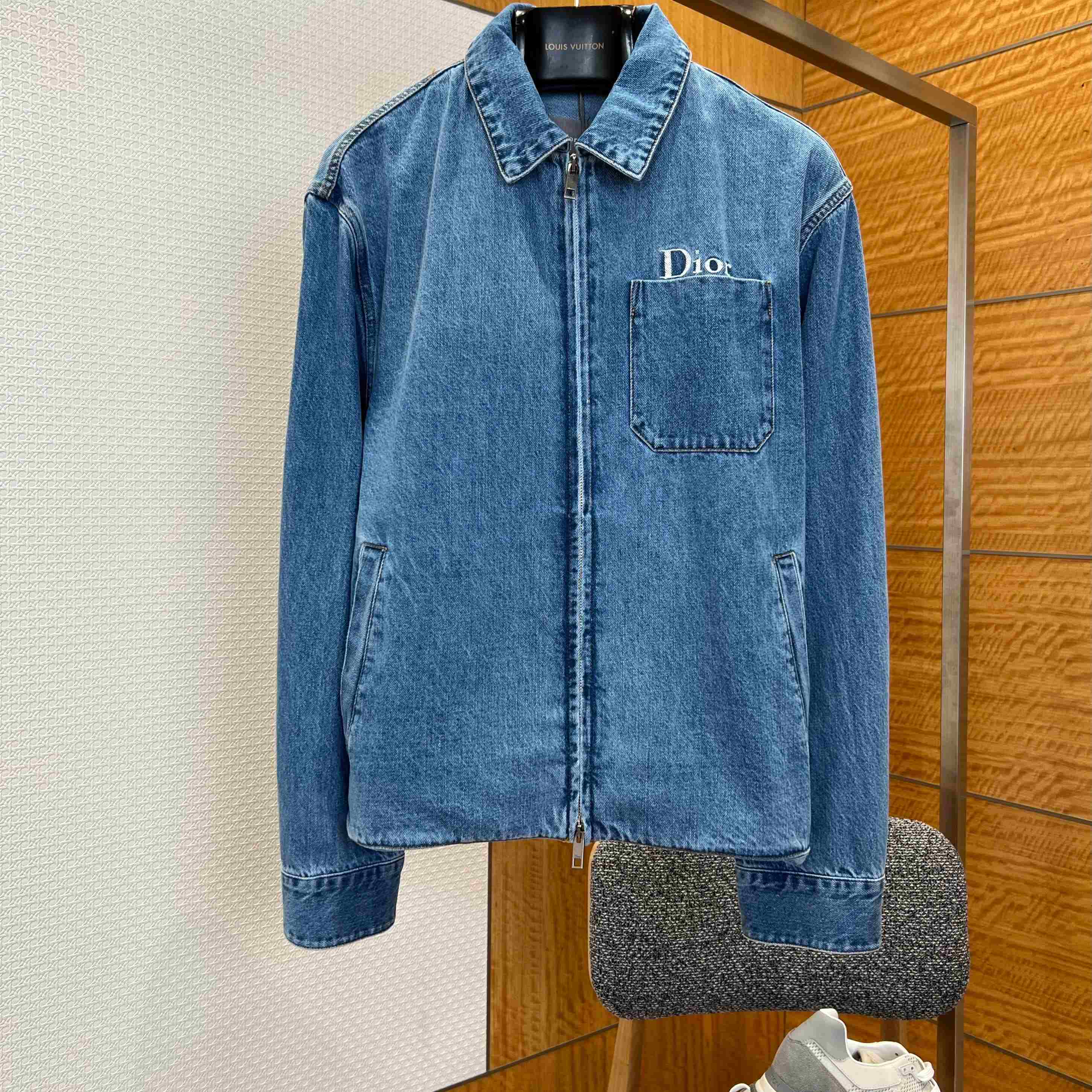 Dior Zipped Jacket Blue Cotton Twill - DesignerGu
