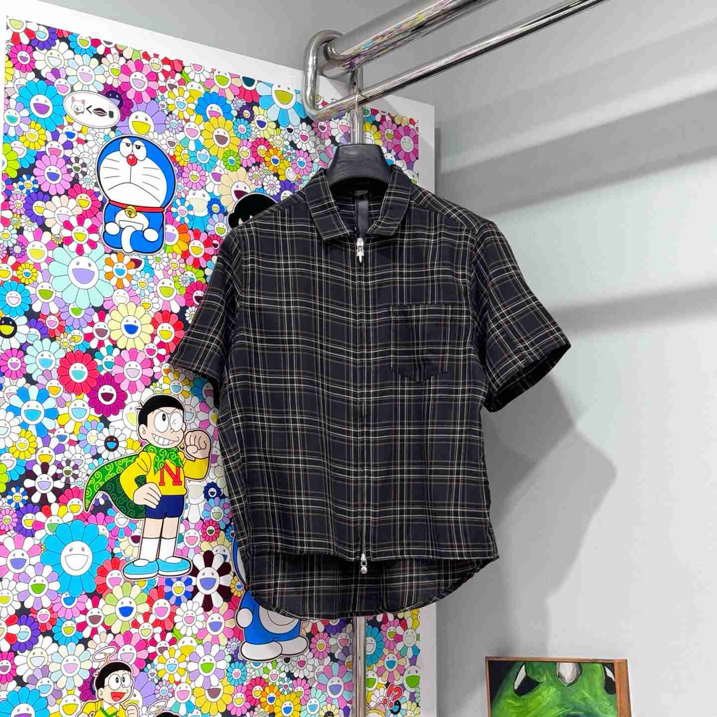 Chrome Hearts  Short Sleeve Flannel Zip Up Shirt - DesignerGu