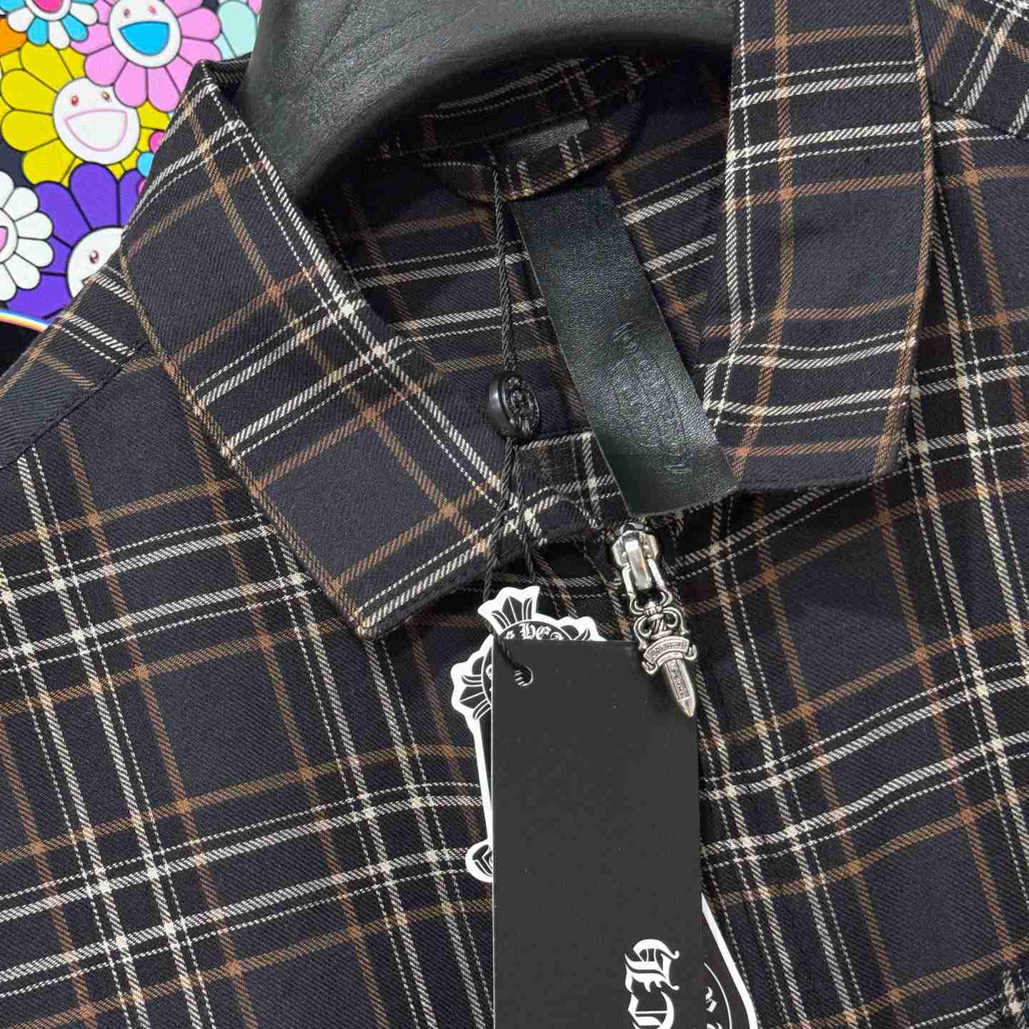 Chrome Hearts  Short Sleeve Flannel Zip Up Shirt - DesignerGu