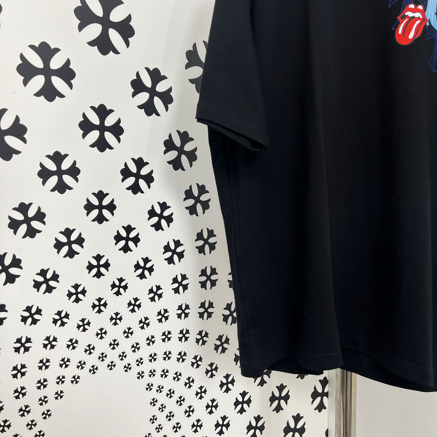 Chrome Hearts Double-Sided Cross & Rolling Stones Tongue Print  Tee - DesignerGu