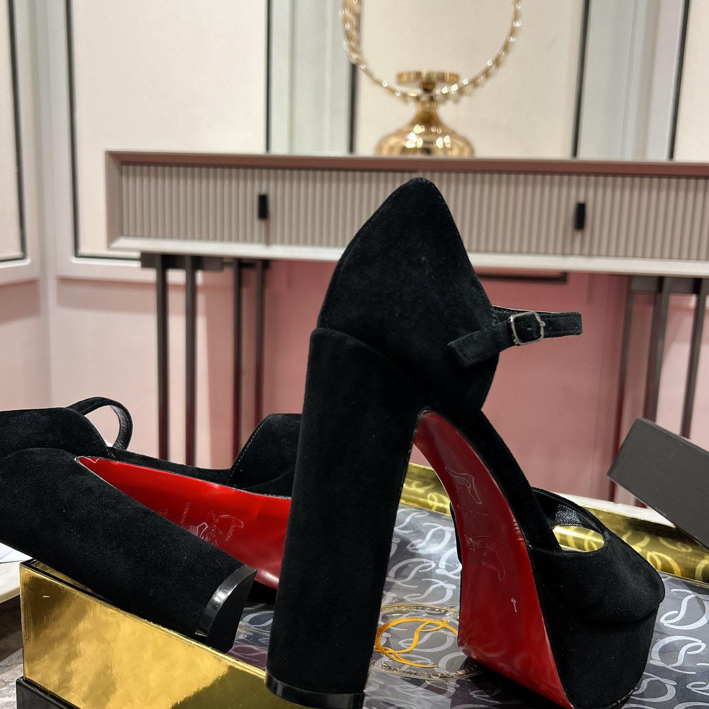 Christian Louboutin Sandaloo 130 mm Sandals  Veau Velours - Black - DesignerGu