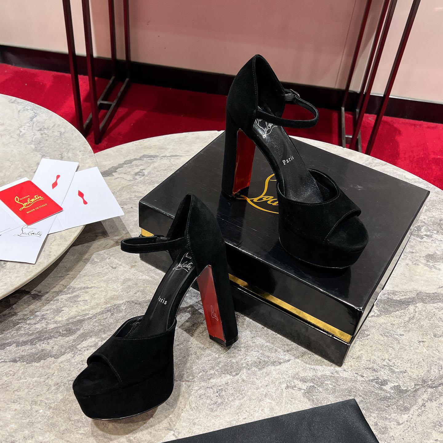 Christian Louboutin Sandaloo 130 mm Sandals  Veau Velours - Black - DesignerGu