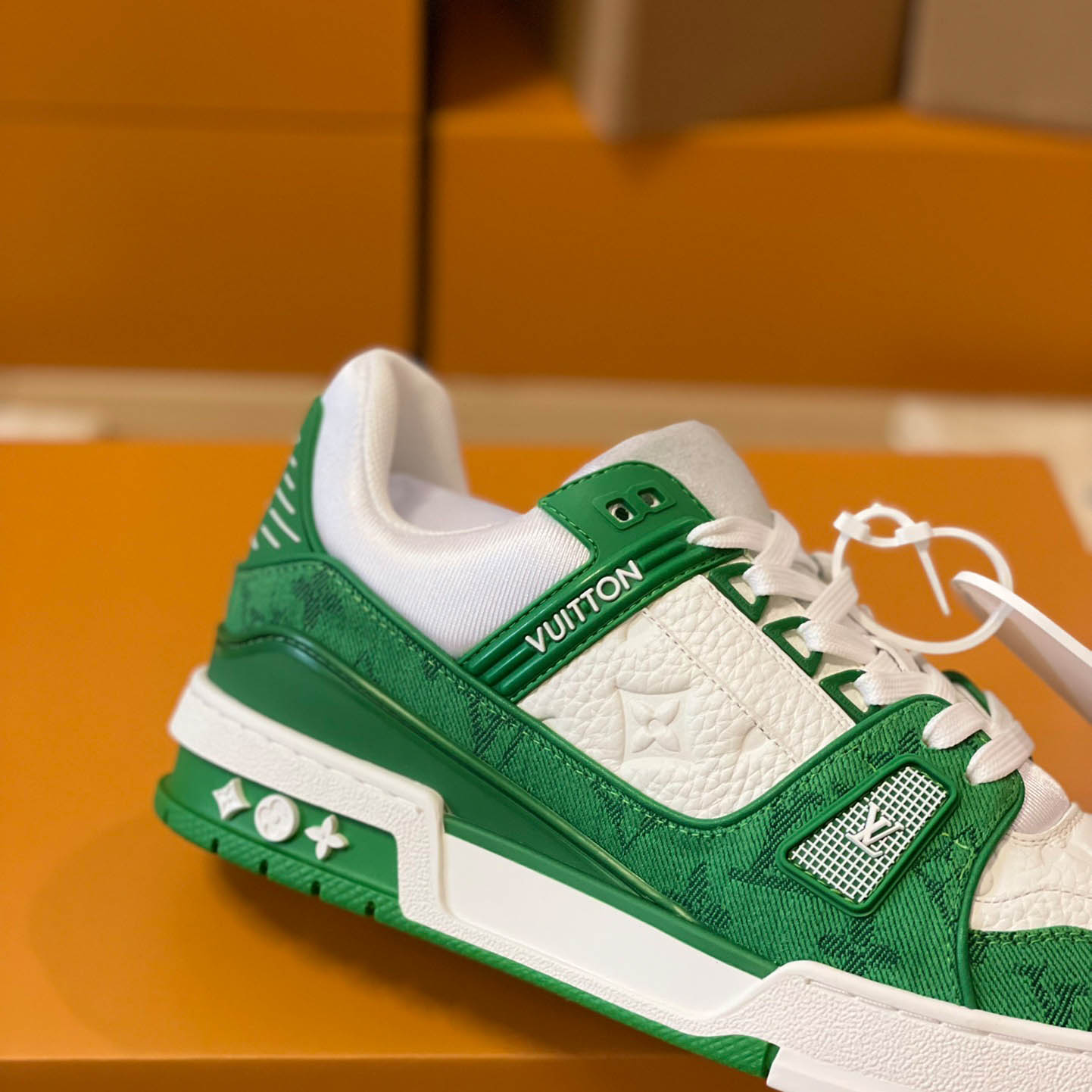 Louis Vuitton Trainer 'Green Monogram Denim' - DesignerGu