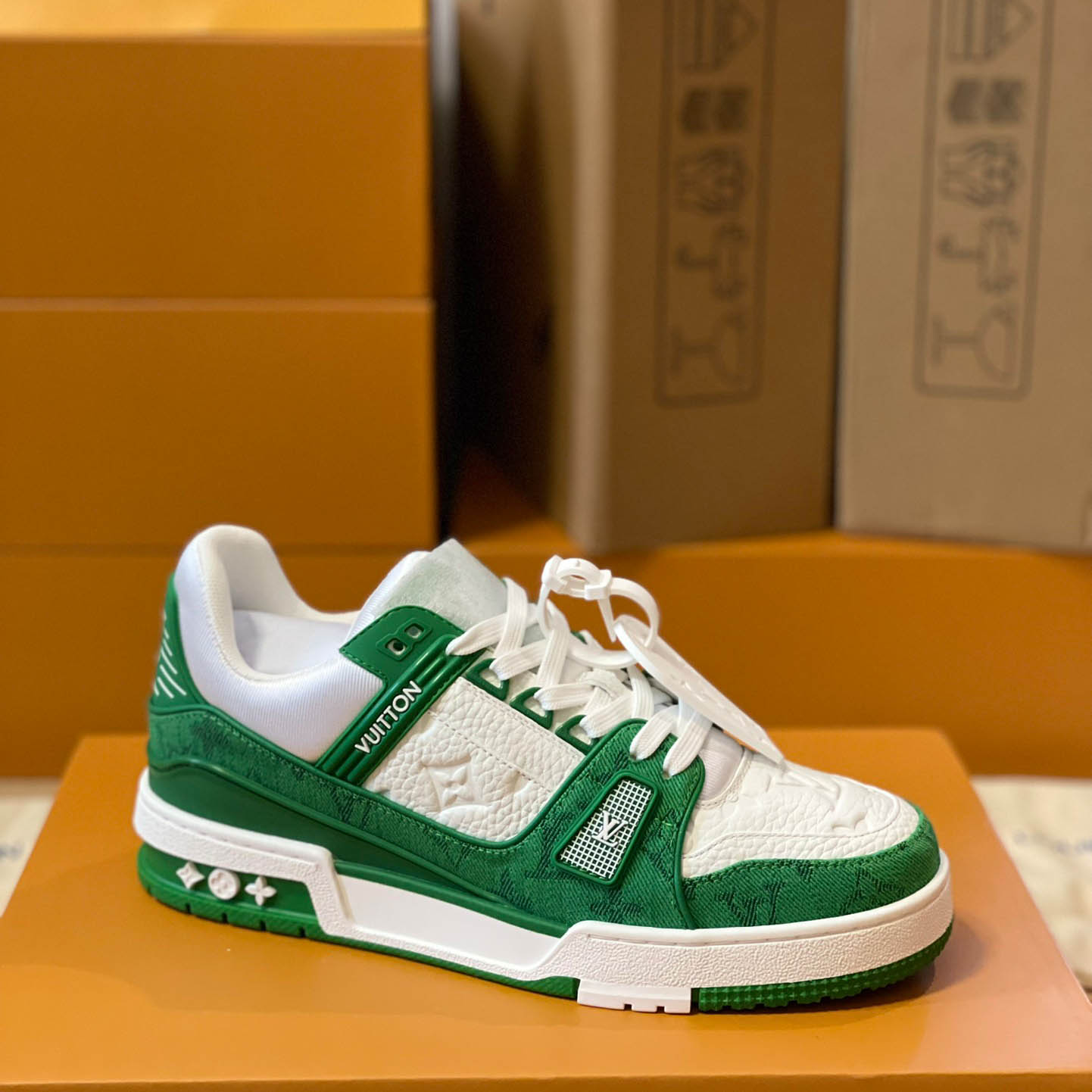 Louis Vuitton Trainer 'Green Monogram Denim' - DesignerGu