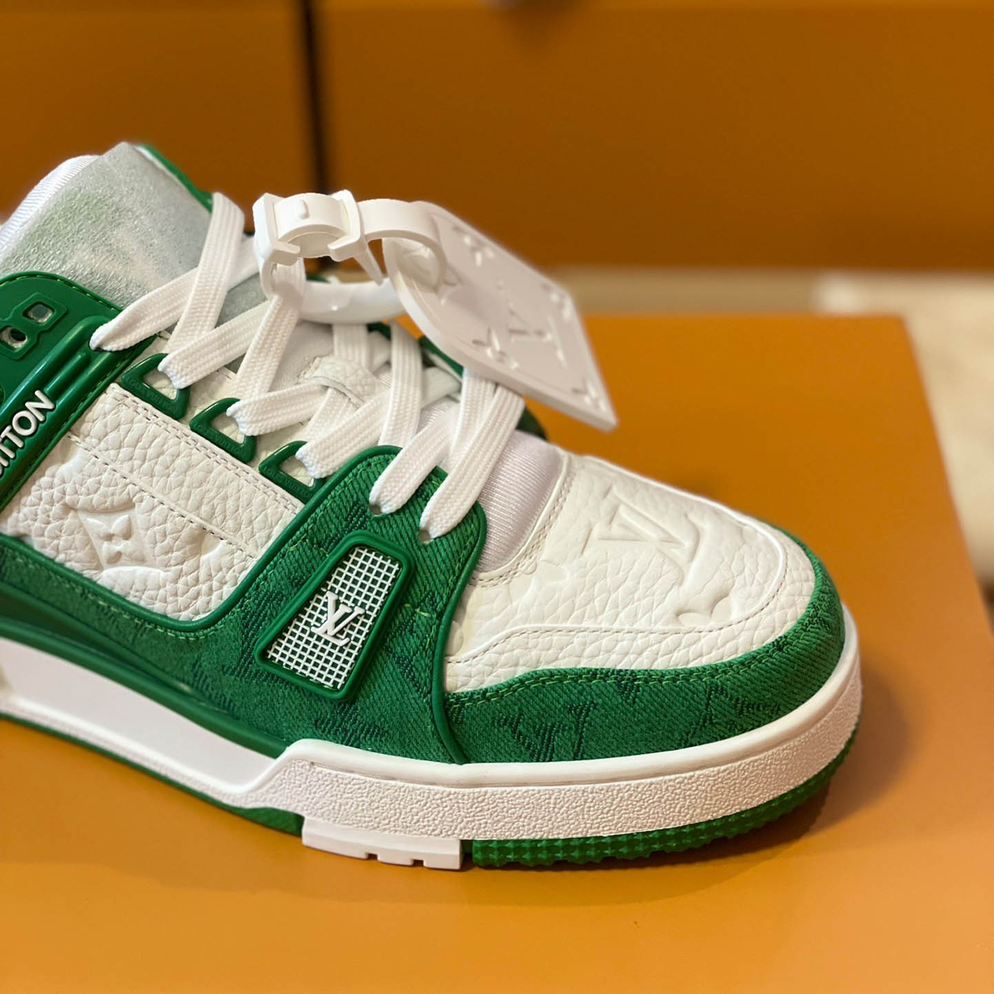 Louis Vuitton Trainer 'Green Monogram Denim' - DesignerGu