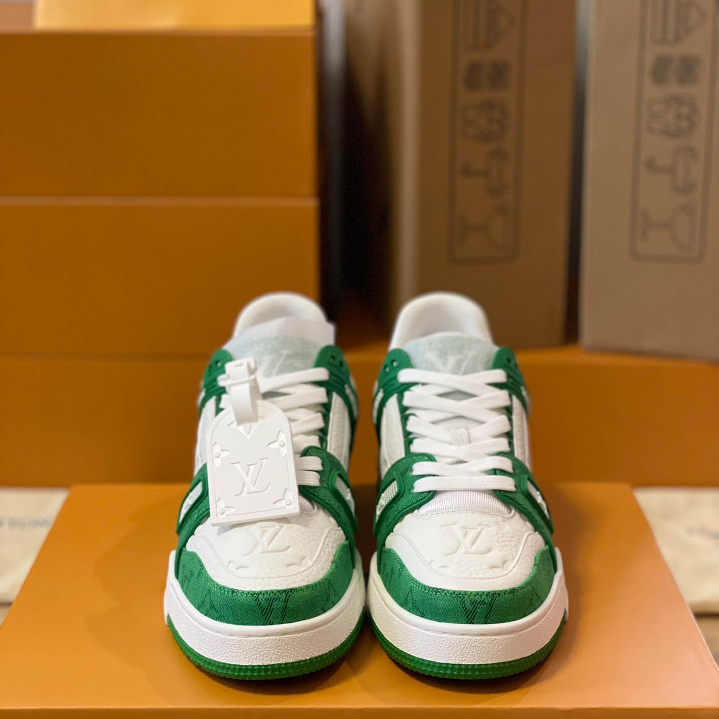 Louis Vuitton Trainer 'Green Monogram Denim' - DesignerGu