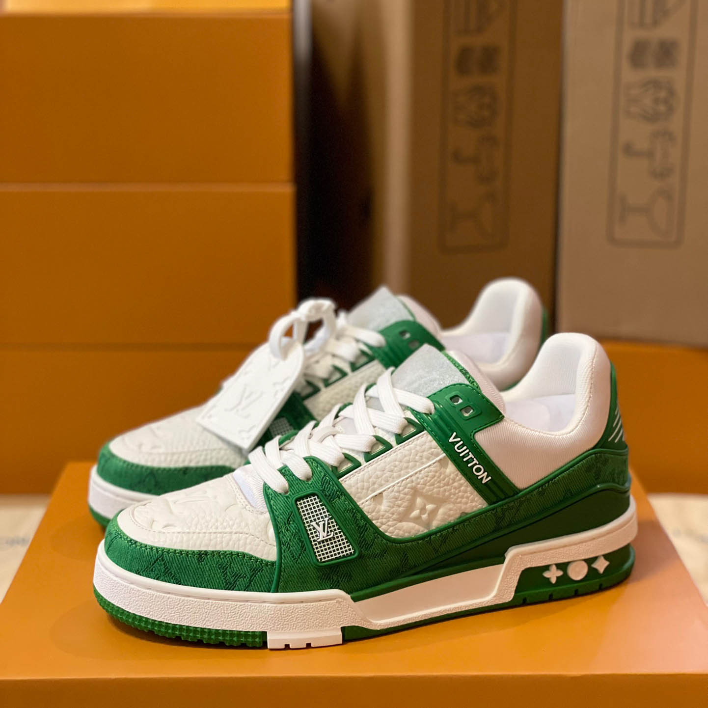 Louis Vuitton Trainer 'Green Monogram Denim' - DesignerGu