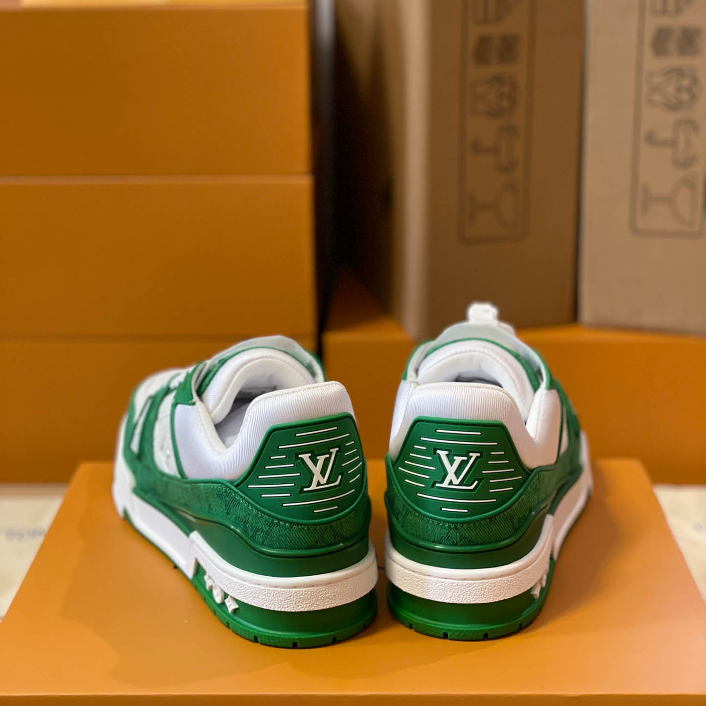 Louis Vuitton Trainer 'Green Monogram Denim' - DesignerGu