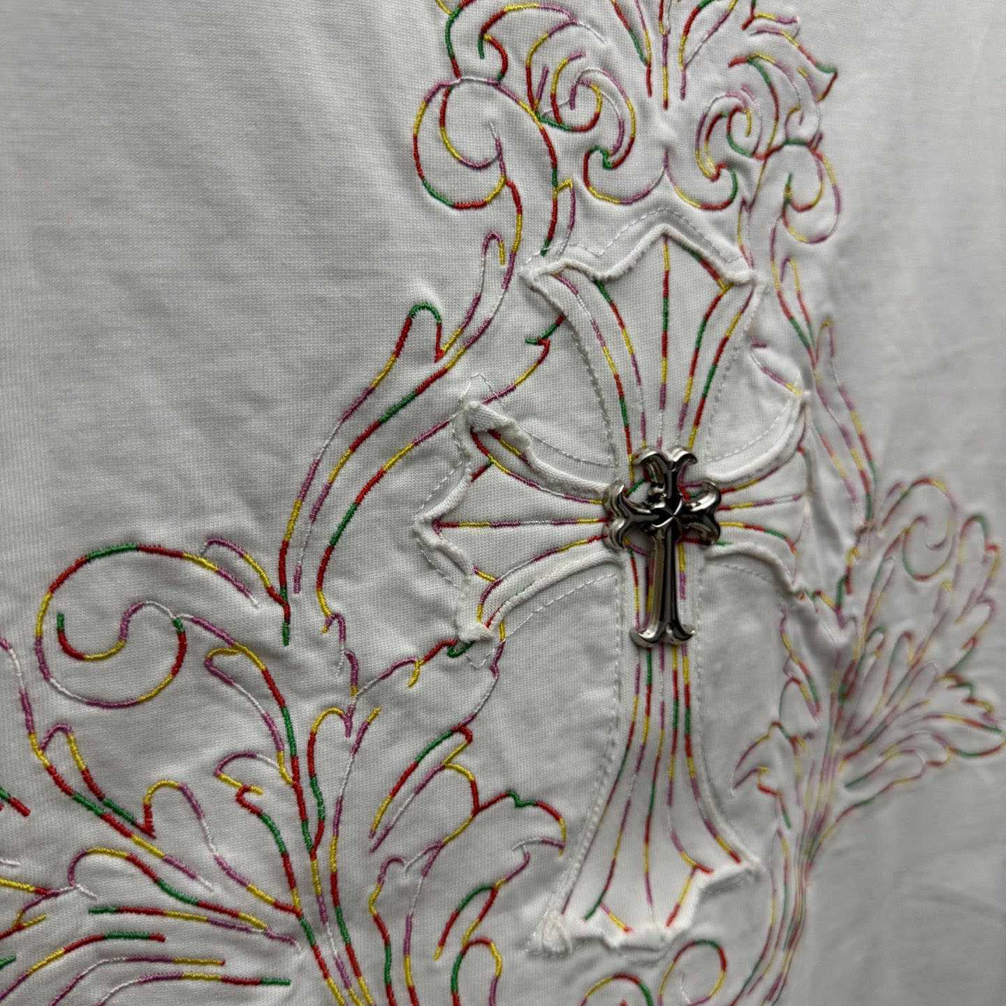 Chrome Hearts Cross Patch Embroidered Crewneck Tee 'White' - DesignerGu