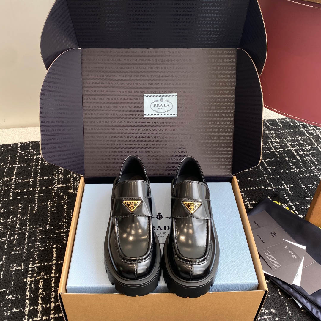 Prada Brushed Leather Loafers - DesignerGu