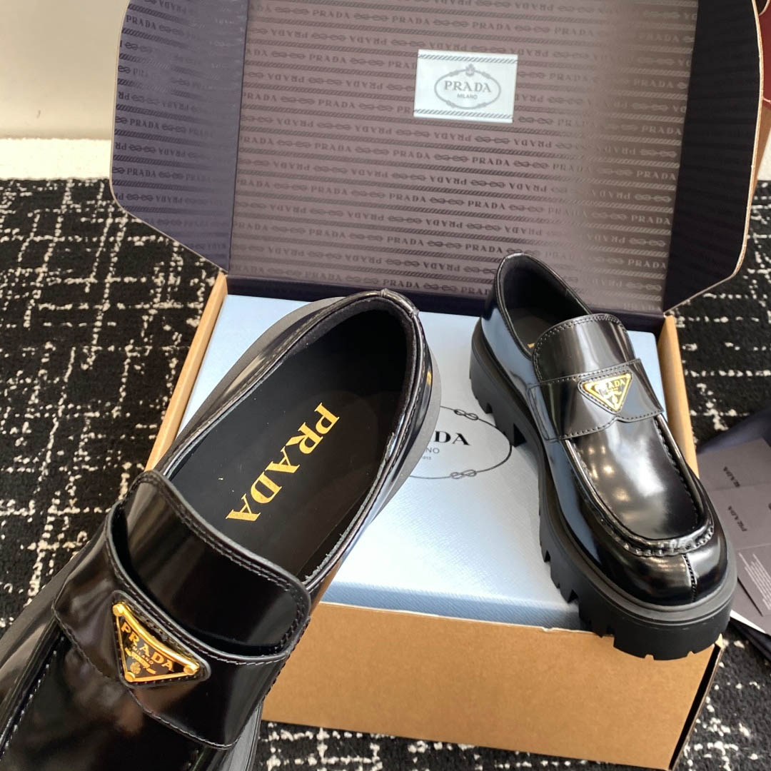 Prada Brushed Leather Loafers - DesignerGu