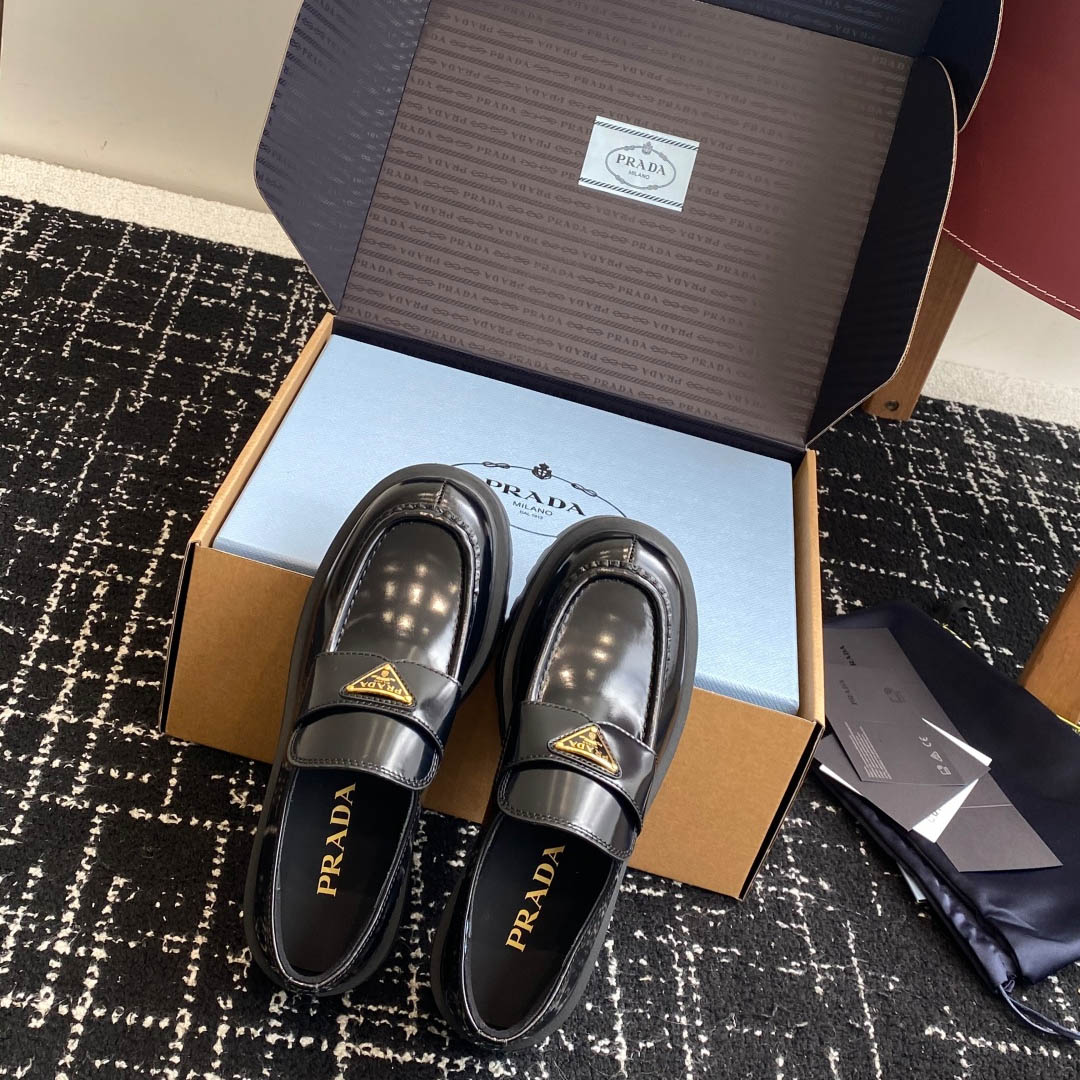 Prada Brushed Leather Loafers - DesignerGu