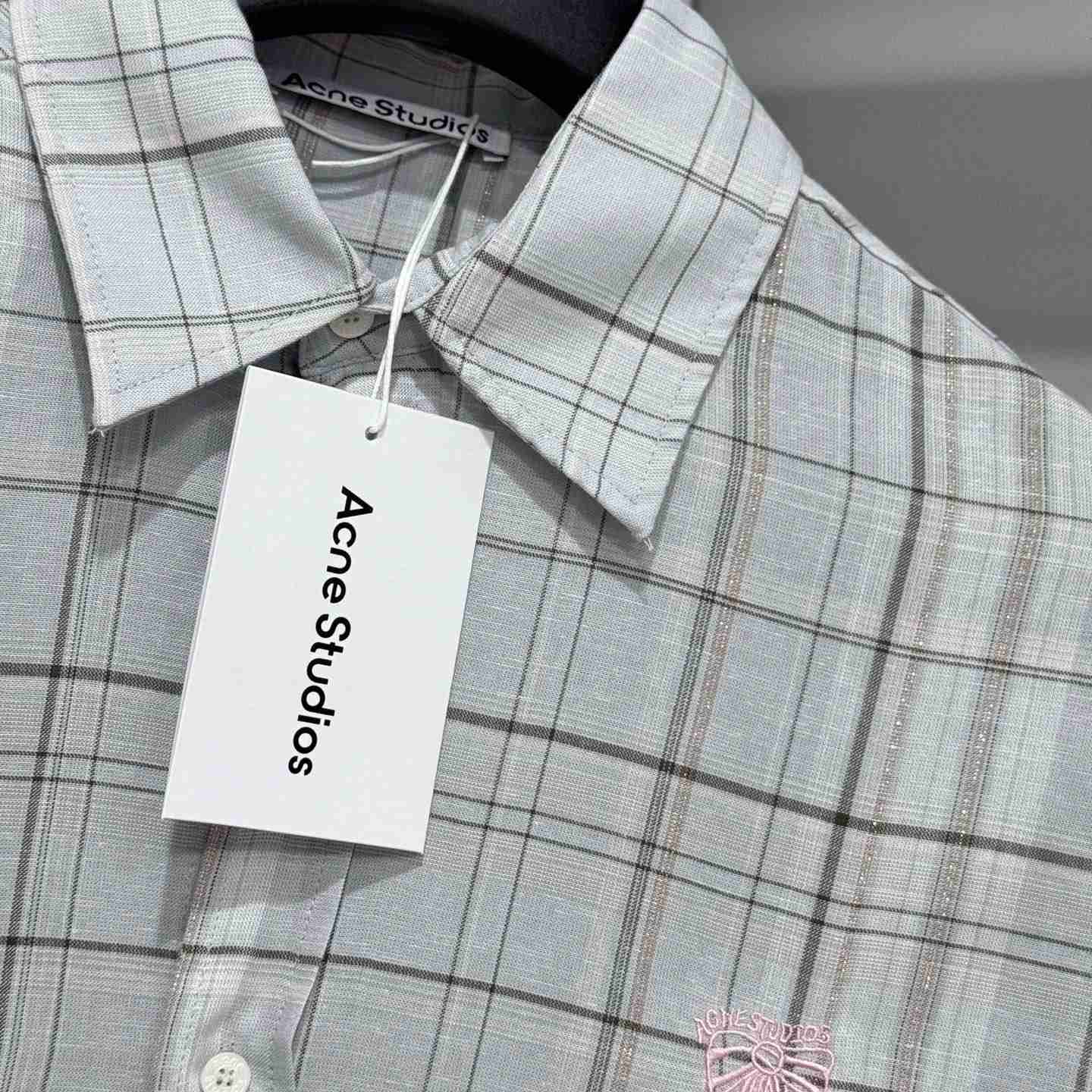Acne Studios  LINEN CHECK BUTTON-UP SHIRT - DesignerGu