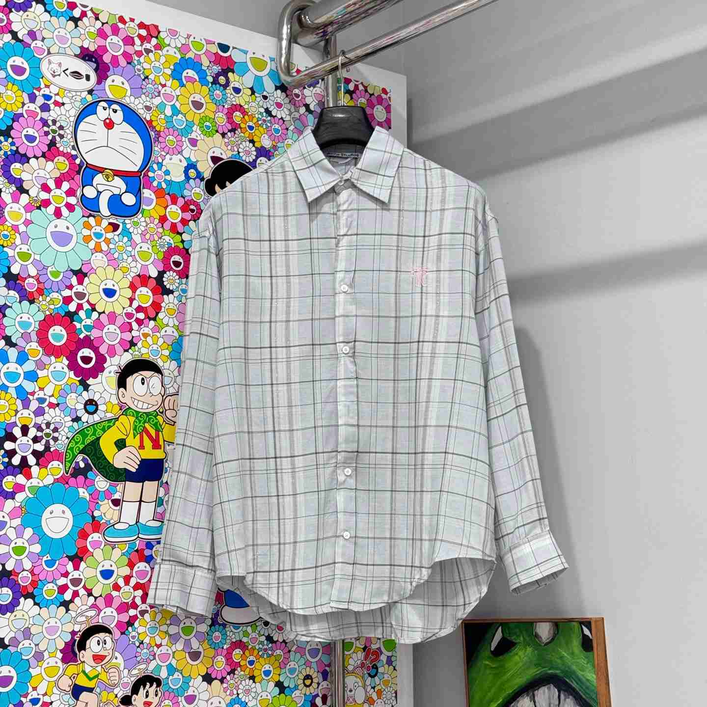 Acne Studios  LINEN CHECK BUTTON-UP SHIRT - DesignerGu