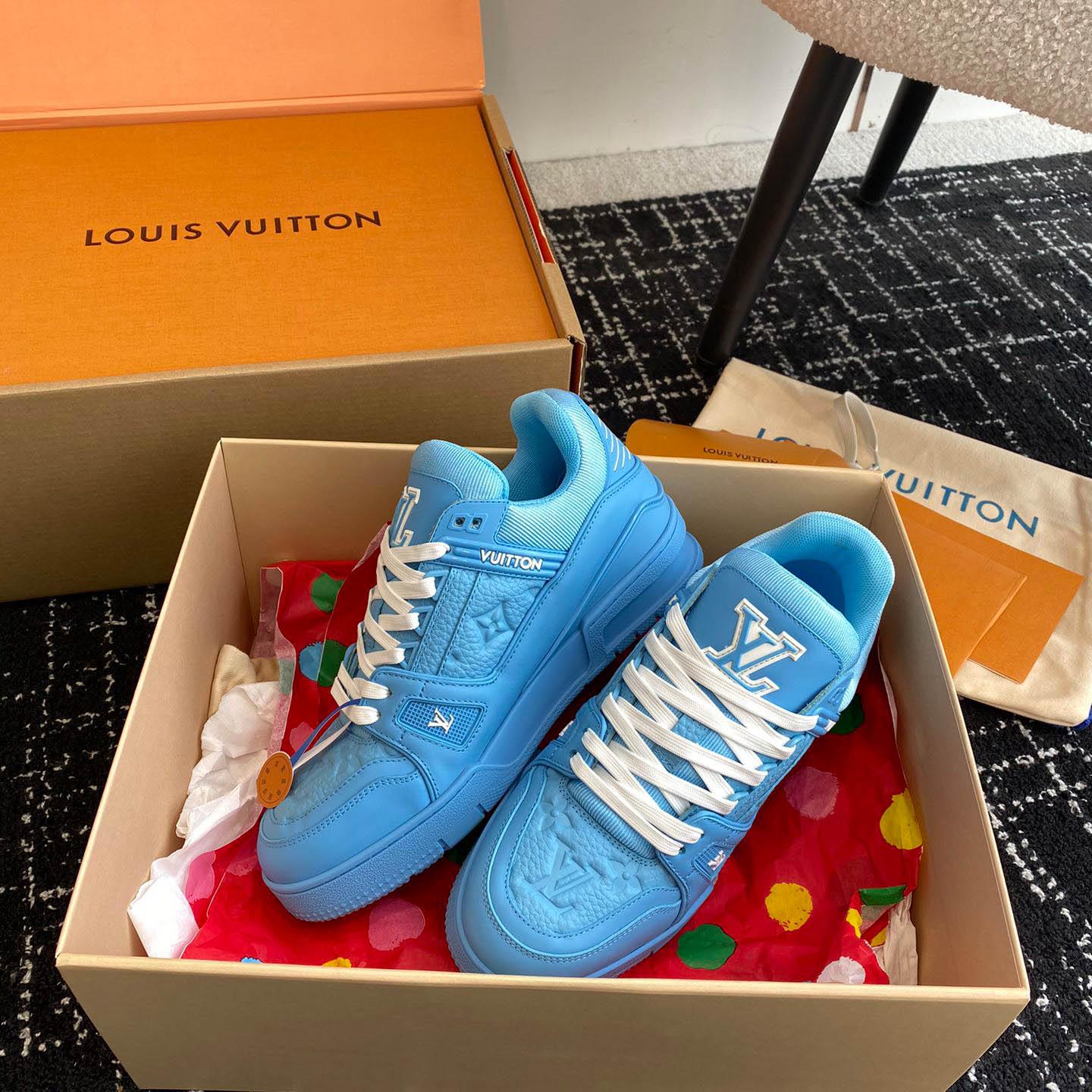 Louis Vuitton Trainer 'Embossed Monogram - Blue' - DesignerGu