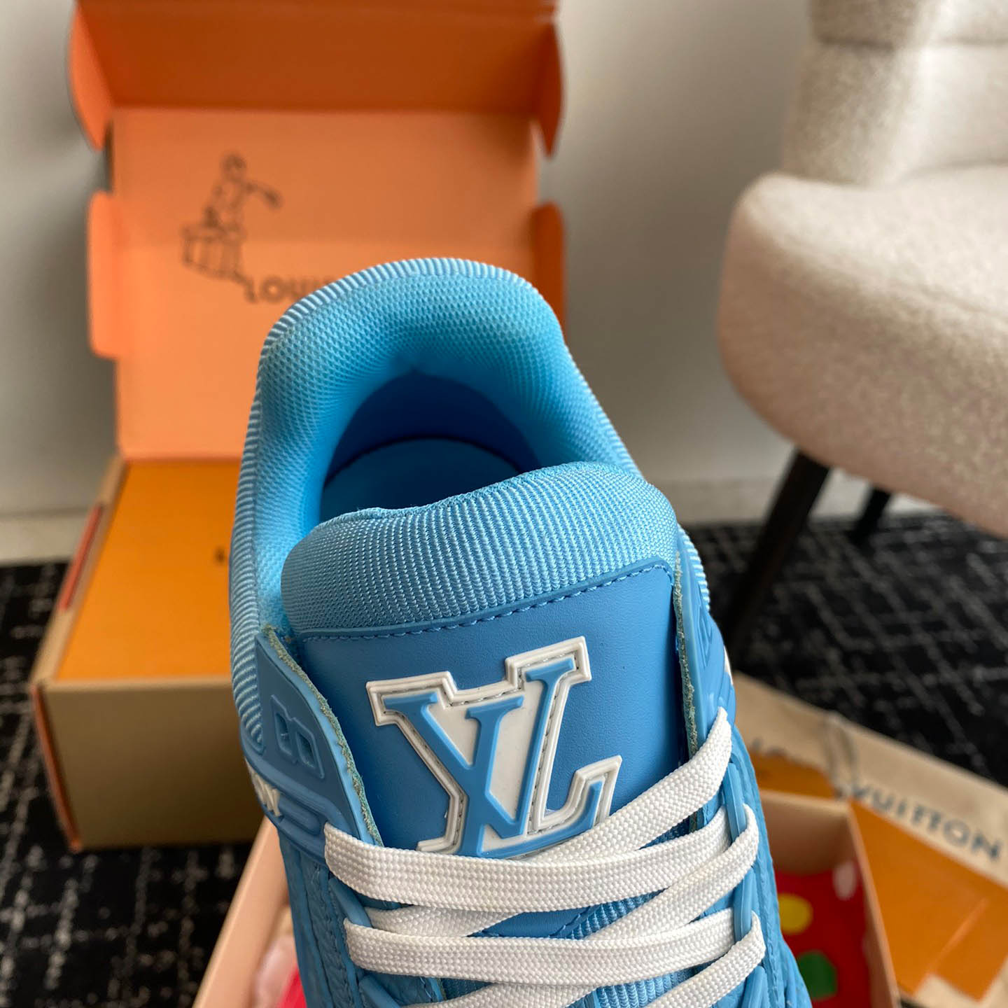 Louis Vuitton Trainer 'Embossed Monogram - Blue' - DesignerGu