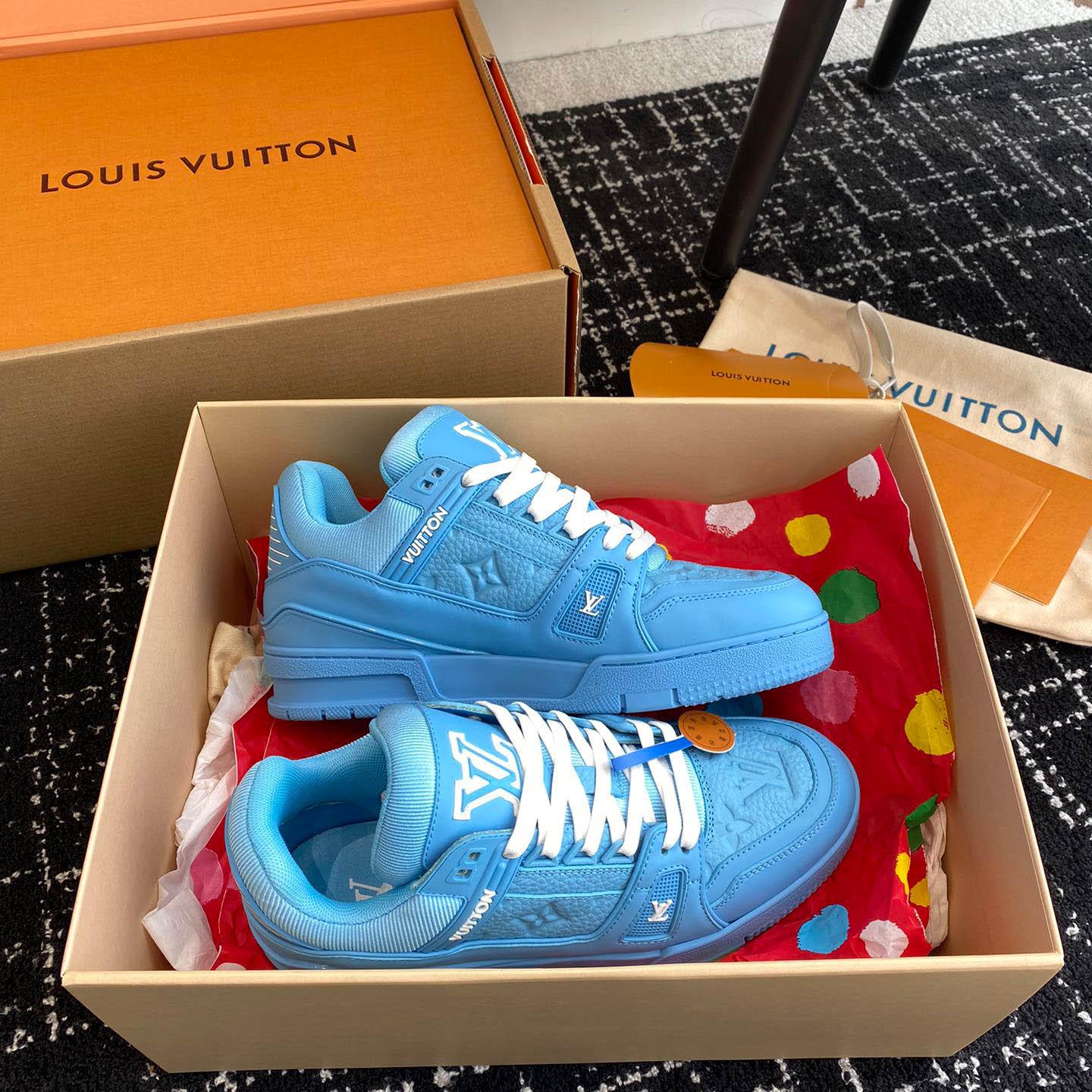 Louis Vuitton Trainer 'Embossed Monogram - Blue' - DesignerGu