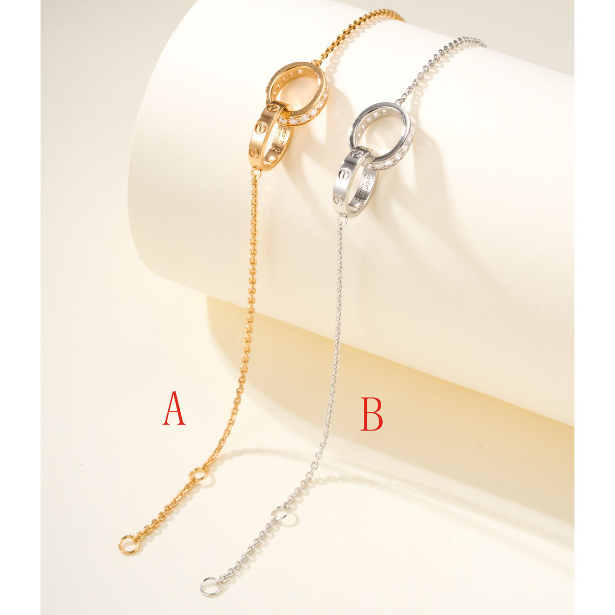 Cartier LOVE bracelet, On Chain, Half-Paved - DesignerGu