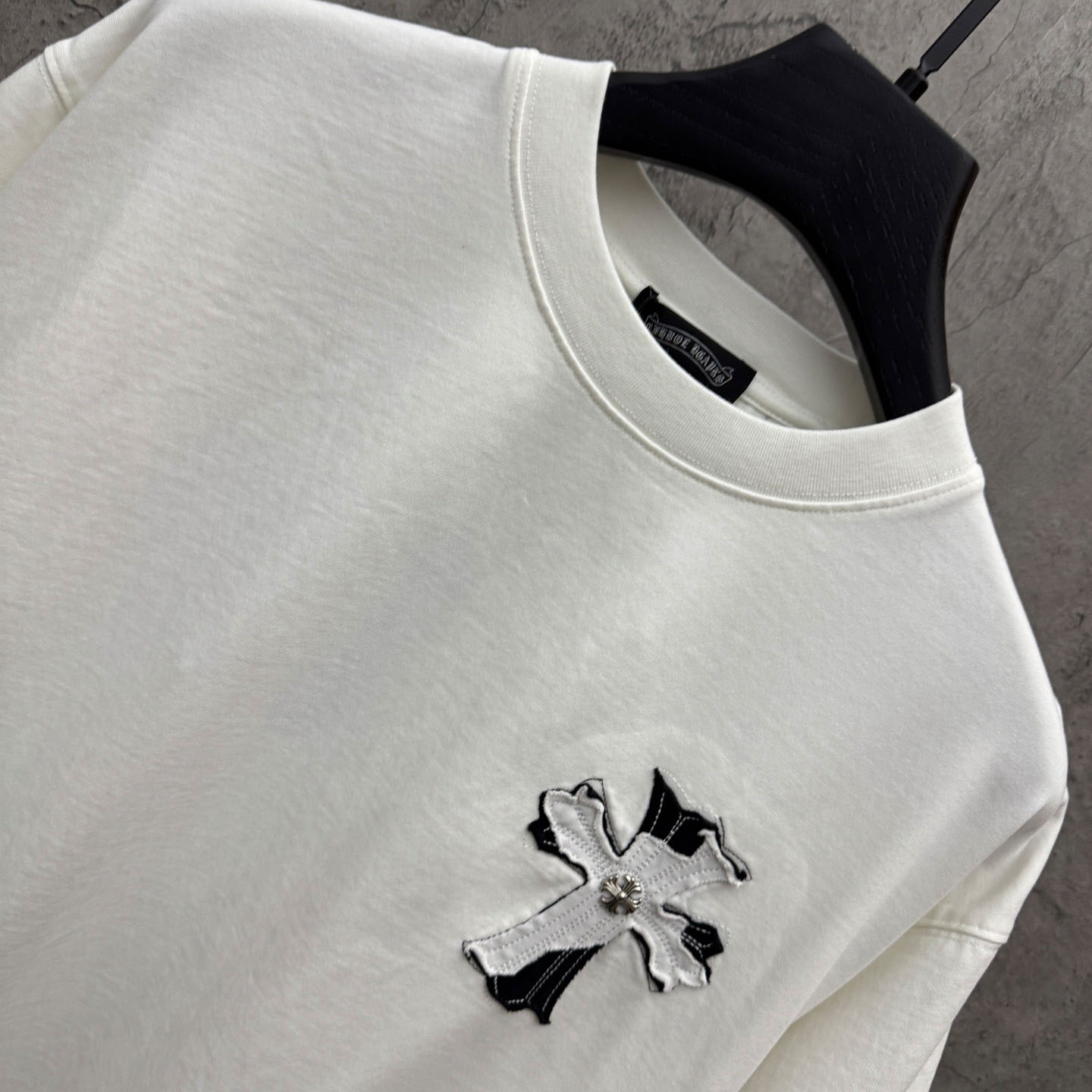 Chrome Hearts Large Cross Patch Embroidered Crew Neck Short Sleeve T-Shirt 'White' - DesignerGu