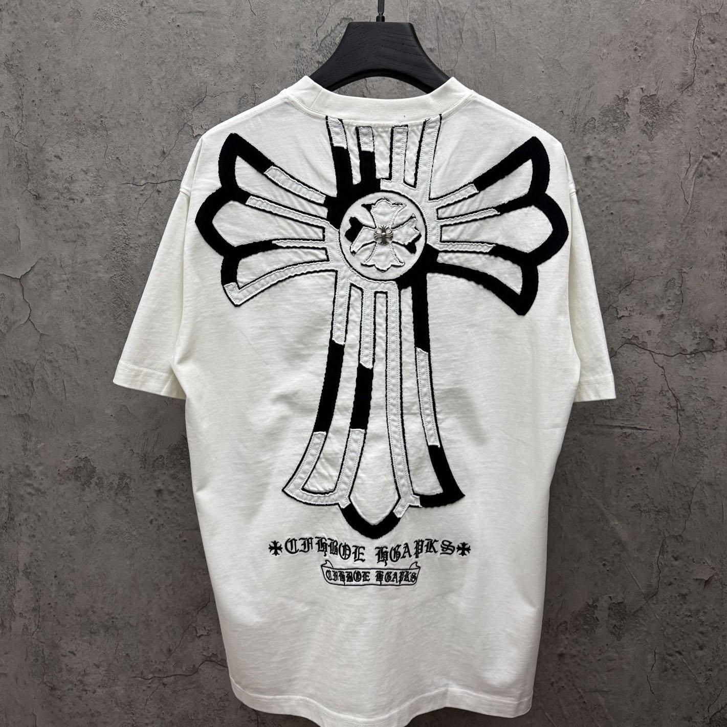 Chrome Hearts Large Cross Patch Embroidered Crew Neck Short Sleeve T-Shirt 'White' - DesignerGu