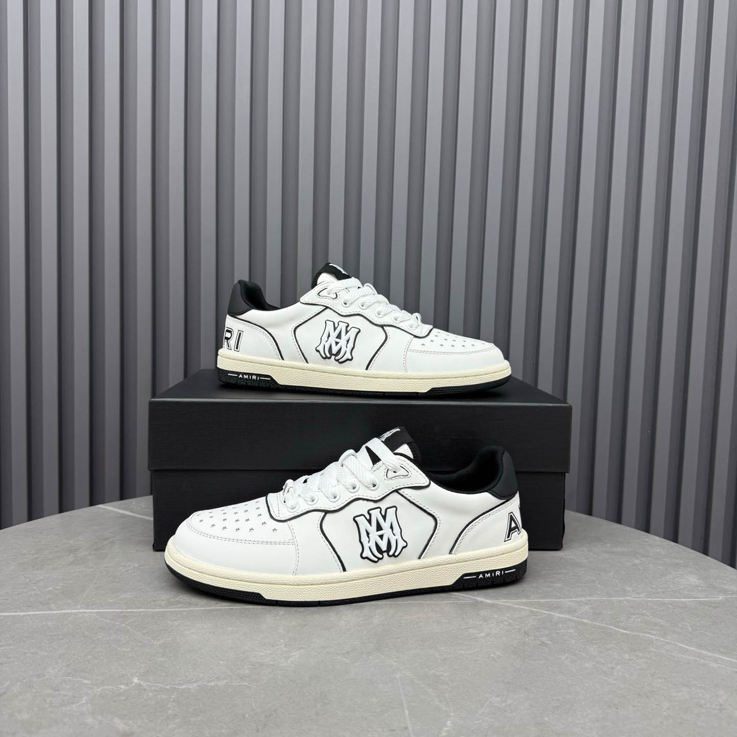 Amiri Off-White & Black Newport Sneakers - DesignerGu